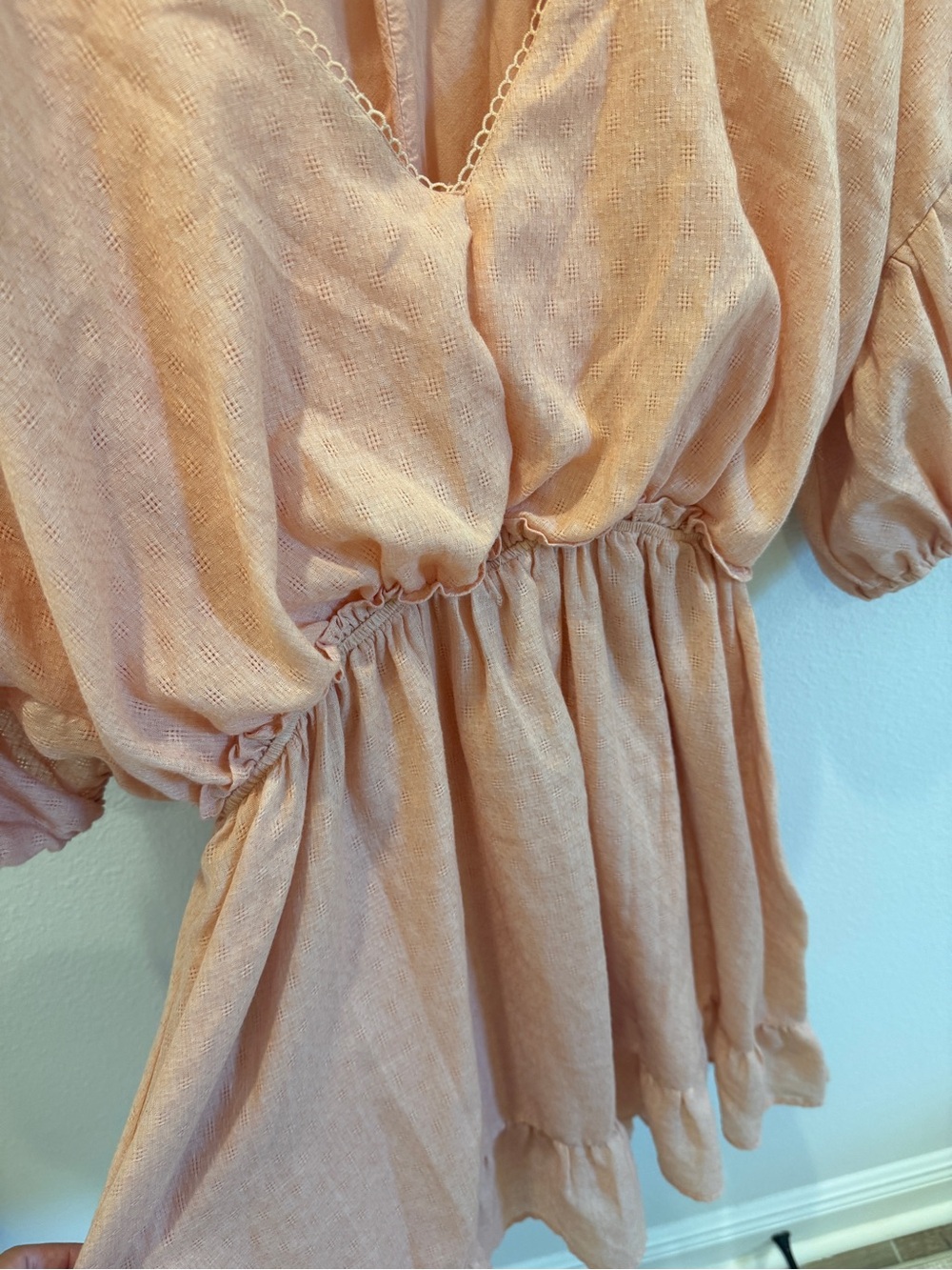 Ces Femme Peach Puff Sleeve Mini Dress - Picture 3 of 4